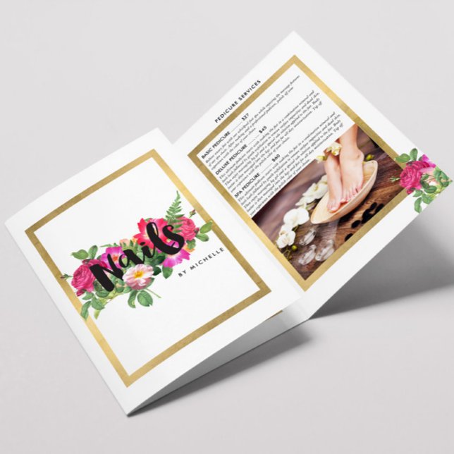 Beauty Florals Nail Salon White Brochure (Creator Uploaded)