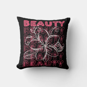 Beauty Flower Line Art Typography Cushion