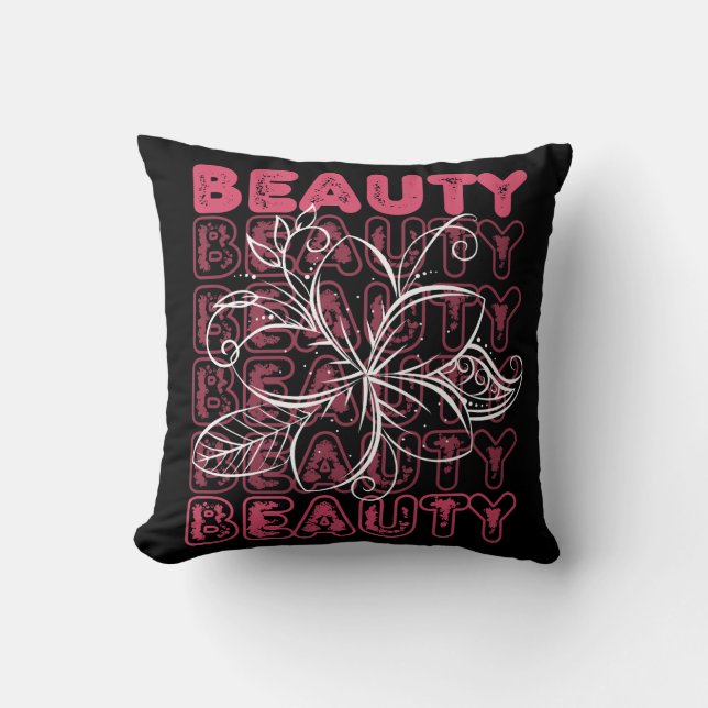 Beauty Flower Line Art Typography Cushion (Front)
