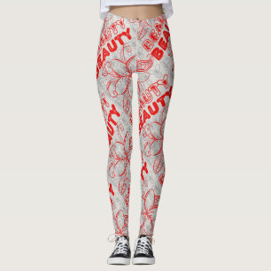 Beauty Flower Line Art Typography Design Leggings