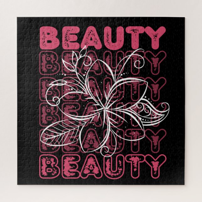 Beauty Flower Line Art Typography Jigsaw Puzzle (Vertical)