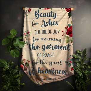 Beauty For Ashes, Isaiah 61:3, Rose Scripture Sherpa Blanket