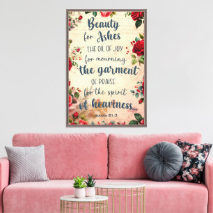 Beauty For Ashes, Isaiah 61, Encouraging Canvas Print