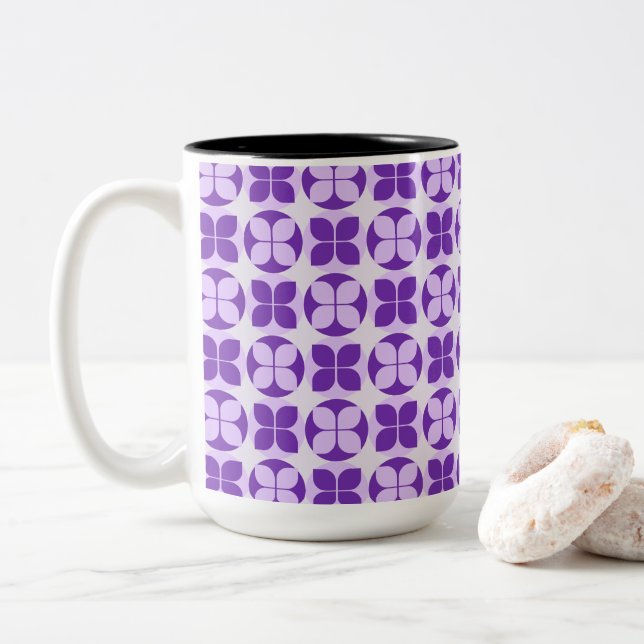 Beauty Geometric Floral Two-Tone Coffee Mug (With Donut)
