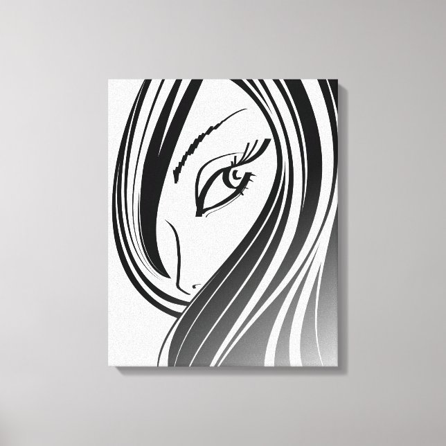 Beauty girl face Wrapped Canvas (Front)