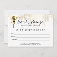 Beauty Girl Gold Bronze Rain Pattern Gift Card