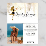 Beauty Girl Gold Bronze Rain Pattern Spray Tanning Flyer<br><div class="desc">The perfect promotional flyer for spray tanning businesses or tanning salons. A bronzed silhouette of a girl holding a spray bottle is offset with a backdrop of falling gold and bronze flecks of colour - highlighting your name or business name perfectly! Update the backside with your own unique offering or...</div>