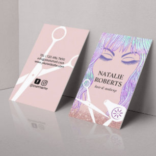 Beauty Girl Hair & Makeup Artist Modern Salon Business Card