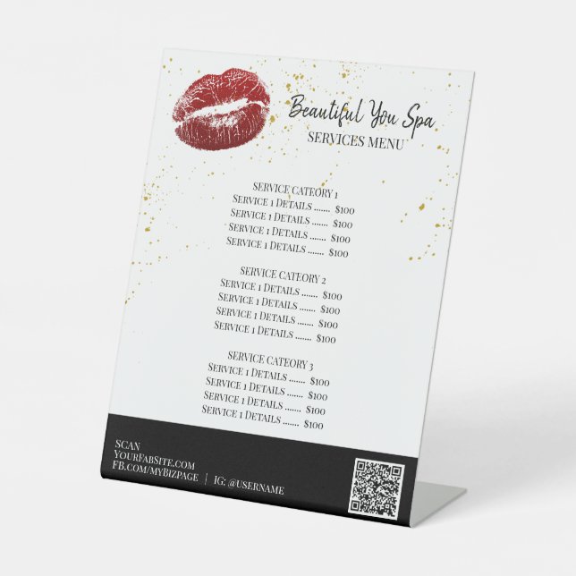 *~* Beauty Girly RED LIPS tabletop Pedestal Sign (Front)