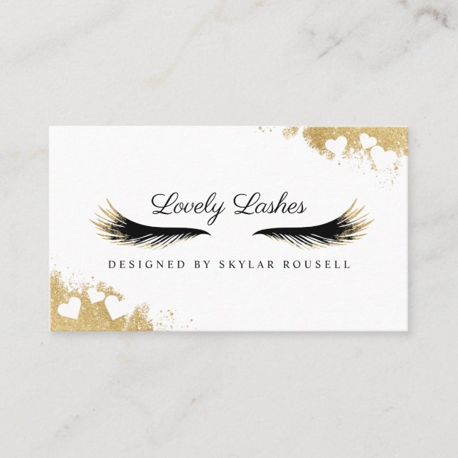Beauty Gold Dusted Mascara Eye Lashes Luxurious Business Card (Front)