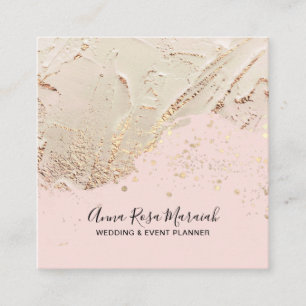 *~* Beauty Gold Foil Glitter Wedding Elegant Pink  Square Business Card