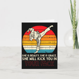 Beauty Grace Kick in Face Girl Karate Taekwondo Card
