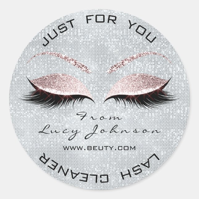 Beauty Grey Glitter Pink Pastel Lashes Smoky Blue Classic Round Sticker (Front)