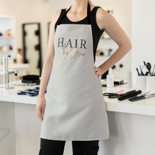Beauty Hair Salon Neutral Beige Modern Typography Apron