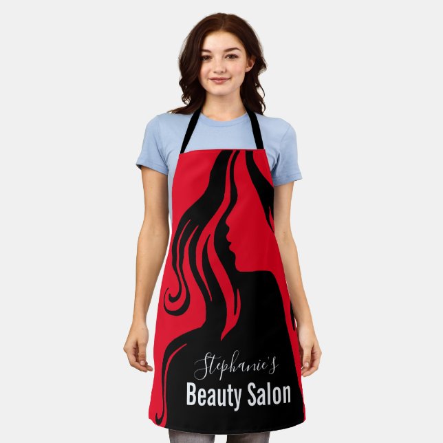 Beauty Hair Salon Silhouette Lady Apron (Worn)