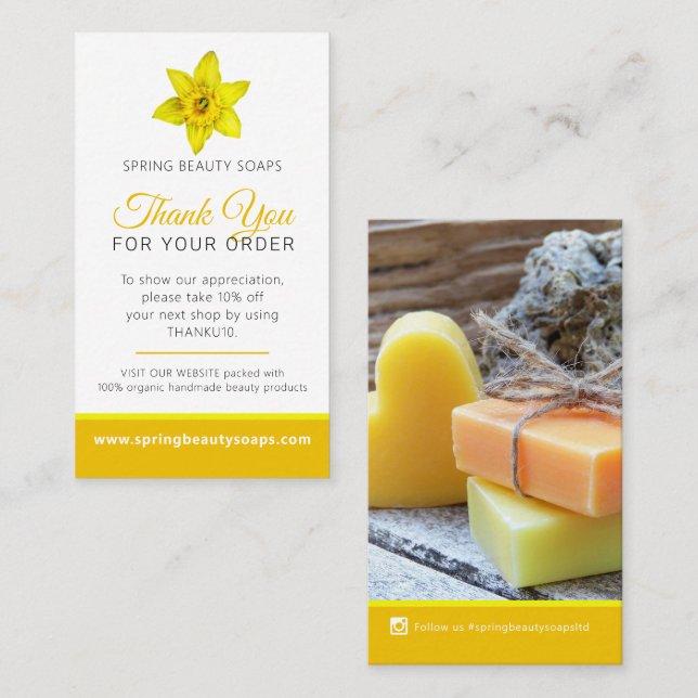 Beauty health photo promo repeat business yellow card (Front/Back)