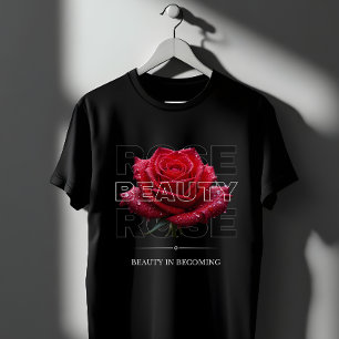 Beauty In Becoming Vintage Red Rose Floral T-Shirt