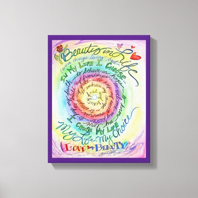Beauty in Life Rainbow Cancer Poem Canvas Print (Front)