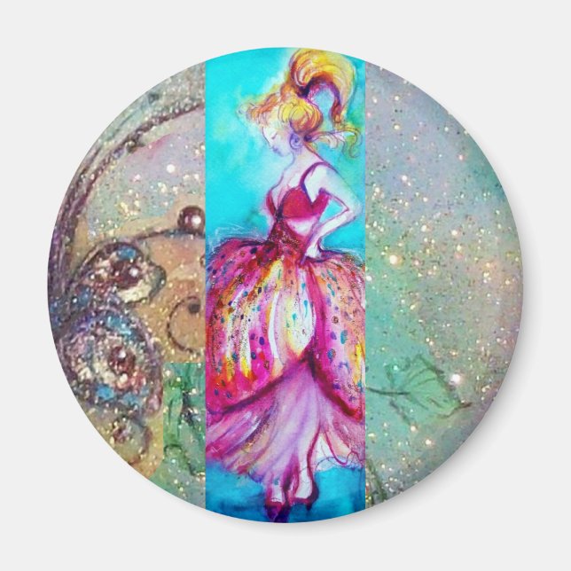 BEAUTY IN PINK DRESS / Magic Butterfly Plant Magnet (Front)
