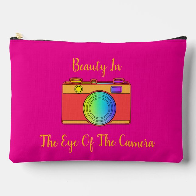 Beauty In The Eye Of The Camera Pink  Accessory Pouch (Front)