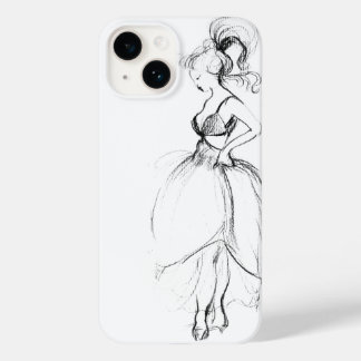BEAUTY IN WHITE DRESS Black White Drawing Case-Mate iPhone 14 Case