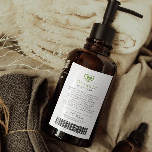 Beauty ingredients and barcode label leaves logo