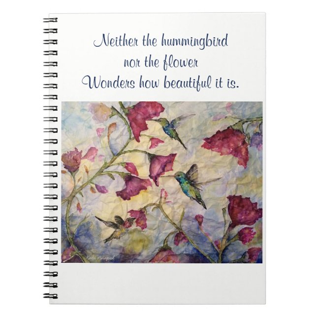 Beauty Inspiration Hummingbird Art Spiral Notebook (Front)