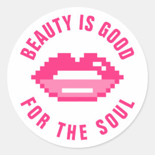 Beauty is good for the soul pink lips icon sticker