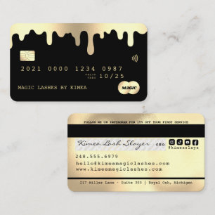 Beauty Lash Nail Tech Gold & Black Credit Style Business Card