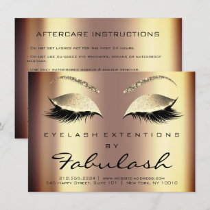 Beauty Lashes Extension Aftercare Instruction Gold Invitation