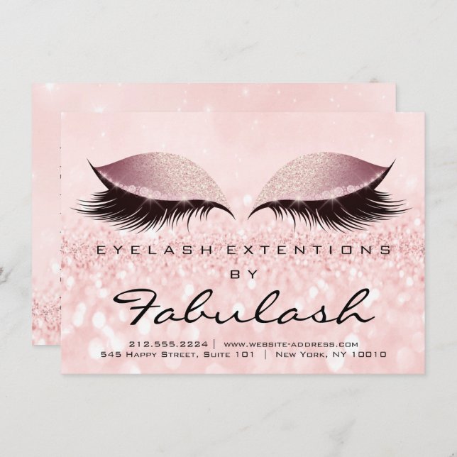 Beauty Lashes Extension Aftercare Instruction Pink Invitation (Front/Back)