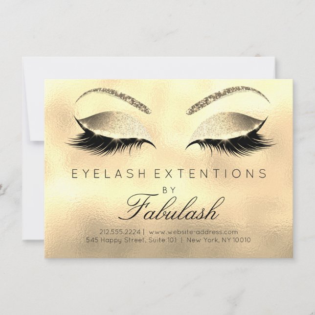Beauty Lashes Extension Salon Aftercare Gold Glass (Front)