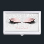 Beauty Lashes Makeup Stylist Grey Pastel Pink Rose Business Card Holder<br><div class="desc">florenceK 
luxury collection for beauty salon</div>