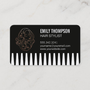 Beauty Line Art Stylish Hair Comb Business Card