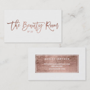 Beauty logo elegant faux rose gold typography business card