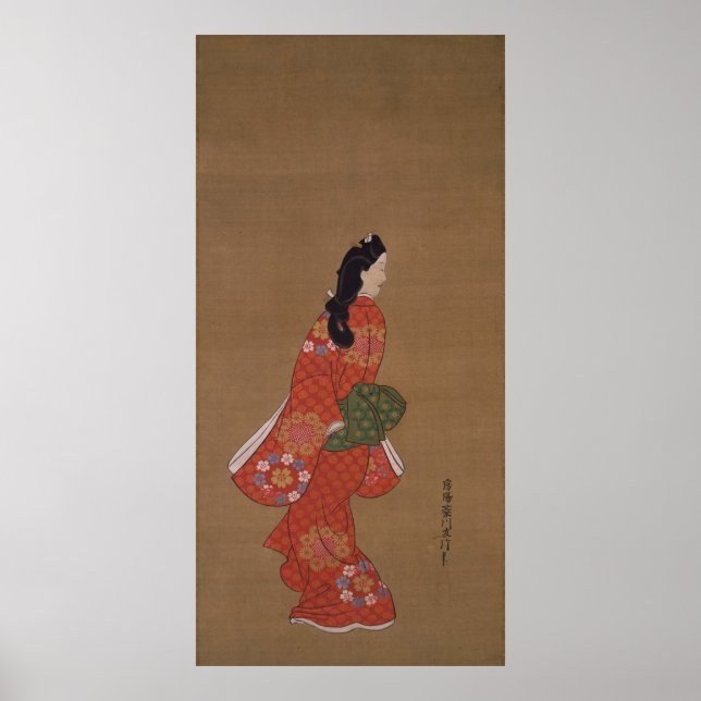 Beauty Looking Back by Hishikawa Moronobu Poster (Front)