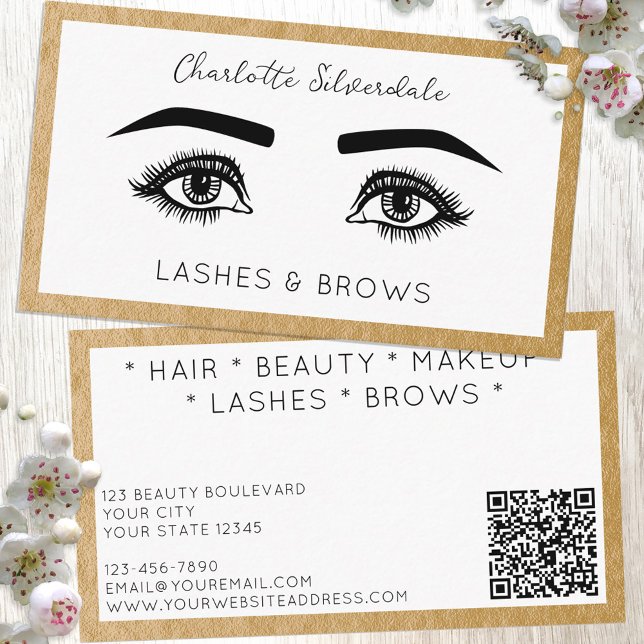 Beauty Makeup Artist Eyelashes QR code Business Card (Creator Uploaded)