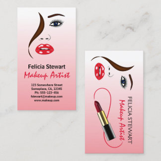 Beauty Makeup Artist in Mirror Cosmetologist Business Card