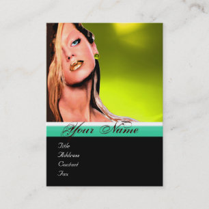 BEAUTY MAKEUP ARTIST monogram green topaz yellow Business Card