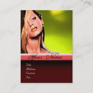 BEAUTY MAKEUP ARTIST monogram red topaz yellow Business Card