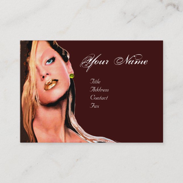 BEAUTY MAKEUP ARTIST monogram ,topaz yellow brown Business Card (Front)