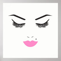 Beauty Makeup Face Lashes & Pink Lips Chic