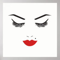 Beauty Makeup Face Lashes & Red Lips Chic