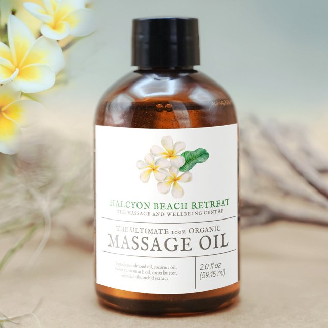 Beauty massage product plumeria frangipani liquor bottle label (Creator Uploaded)