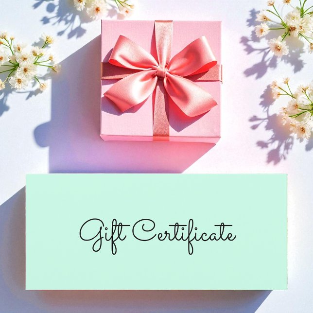 Beauty Mint Green Business Gift Certificate (Creator Uploaded)
