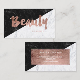 Beauty modern rose gold typography block marble business card