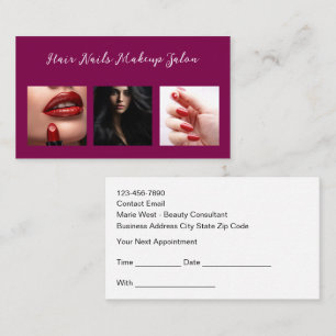 Beauty Nails Hair Makeup Salon Appointment Cards