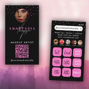 Beauty Nails Social Media Black Pink Loyalty Cards