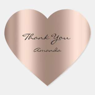 Beauty Name Bridal Heart Thank Rose Gold Metallic Heart Sticker