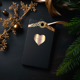 Beauty Name Bridal Heart Thank Sepia Gold Metallic Heart Sticker